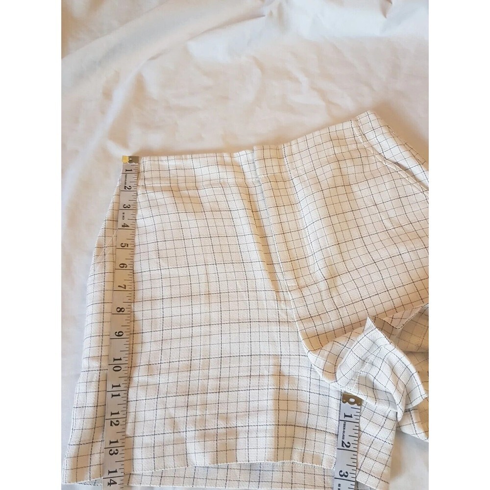 Joie Womens Shorts Sz 4 High Waist Dressy Plaid Ivory Career Work Wear Corporate - Picture 12 of 12